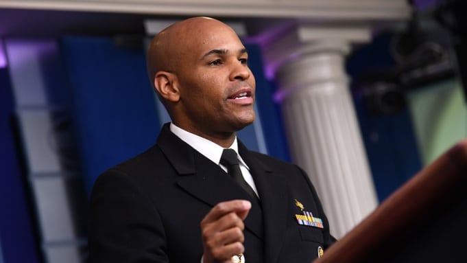 Trump Coronavirus Task Force press briefing at the White House, Washington, District of Columbia, USA - 10 Apr 2020 Mandatory Credit: Photo by Shutterstock (10609544bk)
United States Surgeon General Vice Admiral (VADM) Jerome M. Adams, M.D., M.P.H. delivers remarks during President Donald J. Trump's Coronavirus Task Force briefing, at the White House in Washington, D.C..
Trump Coronavirus Task Force press briefing at the White House, Washington, District of Columbia, USA - 10 Apr 2020